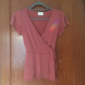 Pink wrap blouse